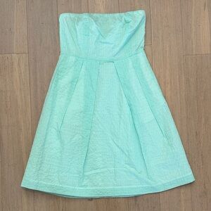 NWT J. Crew Factory Strapless Sea-foam Cotton Dress Spring Preppy